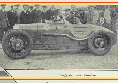 1 1928 07 10 GP de France MCF, 1er Robert Jeuffrain Amilcar C.6. Champion 1927 et 1928. ab Morel-(pneus) et Martin accidenté. 2