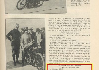 1924 12 10 Inauguration Autodrome Montlhéry. GP de France, 1er 2ème Goutte et Casse-Salmson. Match Duray-Eldridge-Thomas. 5