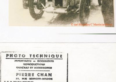 1925 -- 05 Morel aux essais de l'Amilcar CO, 1100, 6 cyl. à 173 km-h. à Montlhéry sans compresseur, 75 ch. à 6.500 tr-mn, constaté par Pierre Chan, Photographe-Reportaire. 1