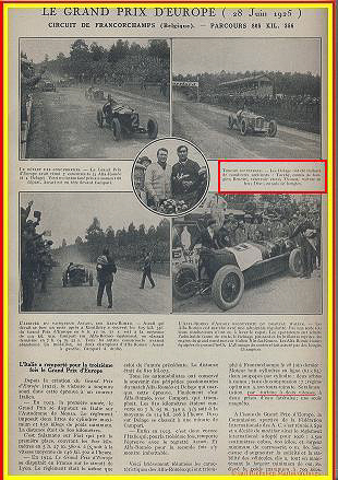1925 28 06 G.P. d'Europe, Circuit de Spa-Francorchamps. Belgique. Sur ALFA-Roméo P2, 8 2000cc, 1er Ascari, 2ème Campari. ab. des 3 Delage. 1