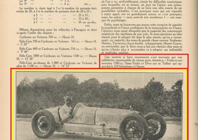 1926 22 08 Championnat MCF Exhibition Divo près de 210 kmh sur la nouvelle Talbot 1500cc 1