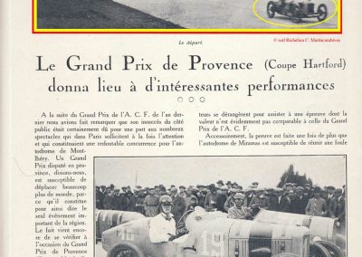 1926 28 03 GP 2ème Provence Coupe Hartford Miramas, Amilcar 1100 1er Morel 2ème Martin. En 1500, 2ème Moriceau-Talbot, 3ème Williams-Bugatti. 1