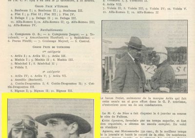 1927 01 10 GP de Grande Bretagne-Angleterre, 1er Benoist, Bourlier et Divo, 6ème Williams-Conelli-Bugatti. Le 26 09 Records Voisin, Marchand, Morel et Kiriloff. 2