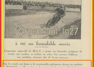 1927 10 03 Argenteuil, 1800 m. Amilcar 6 cyl. Martin, Record général, 1'16'' 4-5, à 85.375 km-h. 1