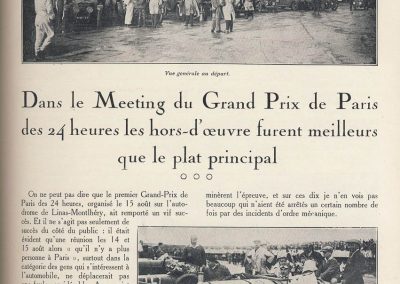 1927 14-15 08 Meeting du 1er GP de Paris de 24 h. à Linas-Montlhéry. Course des 1100 ; Amilcar MCO GH 1er Martin n°14 et 2ème Morel MCO étroit n°12. Course des Dames, Junek-Bugatti 2300cc. 1