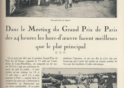1927 14-15 08 Meeting du 1er GP de Paris de 24 h. à Linas-Montlhéry. Course des 1100 ; Amilcar MCO GH 1er Martin n°14 et 2ème Morel MCO étroit n°12. Course des Dames, Junek-Bugatti 2300cc. 1