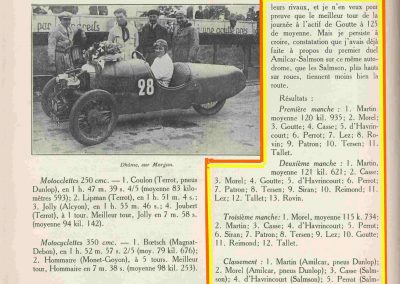 1927 14-15 08 Meeting du 1er GP de Paris de 24 h. à Linas-Montlhéry. Course des 1100 ; Amilcar MCO GH 1er Martin n°14 et 2ème Morel MCO étroit n°12. Course des Dames, Junek-Bugatti 2300cc. 3