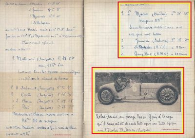 1927 25 07 GP Saint Sebastien. Martin 1er des 1100 sur le M.C.O. GH. Mr Sée montre au Roi d'Espagne, le moteur de la 1100 MCO. ab. Morel (ruture d'un roulement de roue). 6