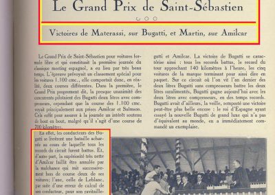 1927 25 07 GP Saint Sébastien, Martin Amilcar MCO G.H. 1er des 1100. ab. de Morel et Leblanc. Au GP d'Espagne 1er Benoist, Morel est en panne avec la 2ème et même Delage 1500 de Benoist !. 1