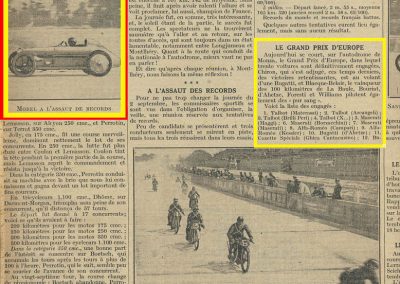 1928 09 09 GP Europe à Monza 1er Chiron-Bugatti, ab de Willians Bug. 35C. Records Amilcar Morel 205 kmh.1