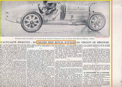 1928 10 06 GP Royal de Rome Morel Amilcar MCO 1er des 1100cc (Zampiéri 11ème). Chiron Bugatti 2000cc 1er au général. 2