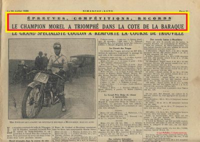 1928 22 07 Côte la Baraque à Clermont Ferrand Amilcar Morel, montée de 12% sur 5,5 km en 4'12''2-5, MTJ TC à 81km-h de moy. Côte de la Croix Sonnet (Trouville) 1er Scaron et Jeuffrain sur C.6. 1