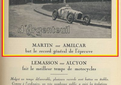 1928 25 03 Argenteuil, 1er Charles Martin Amilcar MCO 1100 en 1'22 et avec le 1500 à 1'15'' R.B.J.R.G.B. 1