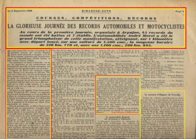 1928 25 08 Records du Monde, le Km lancé, Arpajon Morel Amilcar MCO 1100cc à 206,895 et en 1500cc à 210,770 km-h 10