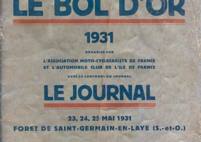 1931 23-25 05 Bol d'Or St Germain (les 24 h. 1 seul pilote). 1er Catégorie Sport, C.A. Martin Amilcar MCO GH n° 103, 413 tours soit, 1726 km à 71 km-h de moy. 1