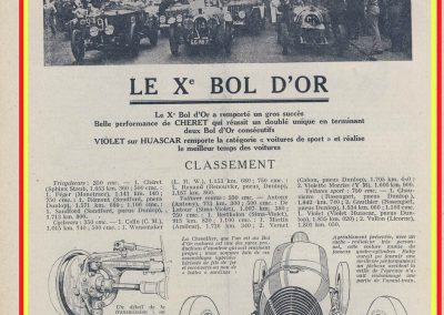 1931 23-25 05 Bol d'Or St Germain (les 24 h. 1 seul pilote). 1er Catégorie Sport, C.A. Martin Amilcar MCO GH n° 103, 413 tours soit, 1726 km à 71 km-h de moy. 2