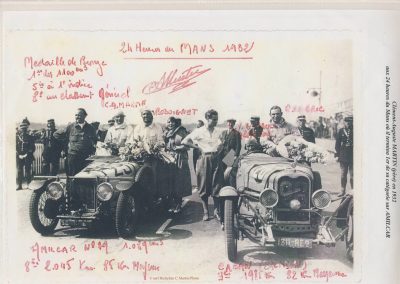 1932 18-19 06 G.P. d'Endursance de 24 heures au Mans, C.A. Martin Amilcar 6 cyl.-4, n°29, 1er de Cat. et 8ème au général, devant Cabantous-Salmson 9ème et dernier sur 33 engagés. 5