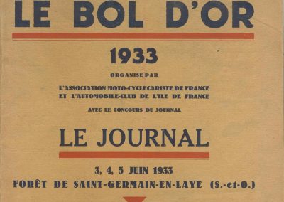 1933 05 06 Bol d'Or Amilcar Blot, Biolay, de Gavardie, C.A. Martin, Bodoignet, Poiré, Poulain, Raph, Druck. 1