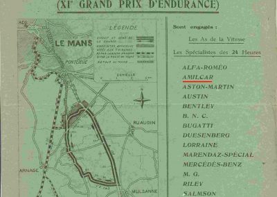 1933 17 18 06 GP d'Endurance 24 h. du Mans, 12ème, J.H. de Gavardie Amilcar-Martin 6 cyl, 1100cc, 2005 km n°34. C.A. Martin Amilcar n°36 non classé (comme le Prince de Roumanie sur Duesenberg). 1