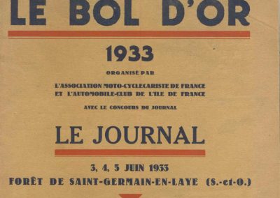 1933 3-4-5 06 Bol d'Or. Biolay sur Biolay n°32. Amilcar 6 cyl. de, Druck, C.A. Martin, Poiré, de Gavardie, Poulain, Blot (BNC). 1