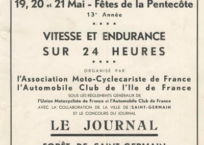 1934 19-21 05 Bol d'Or Saint-Germain-en-Laye. Amilcar de C.A. Martin n°42 ab., Poulain n°56 et Poiré n°67. 1