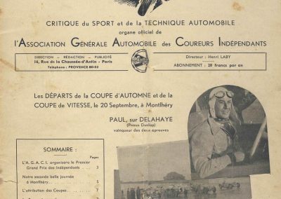 1936 20 09 Coupe d'Automne, C.A. Martin Simca-Fiat 3ème des 1100. Pollédry Alfa 1er des 2000 et 2ème au Critérium. La Coupe de Vitesse 1100, Grignard, Blot et Mestivier. 1