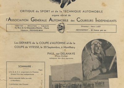 1936 20 09 Revue Auto Sport. Coupe d'Automne, Coupe de Vitesse, Critérium de Tourisme. 1