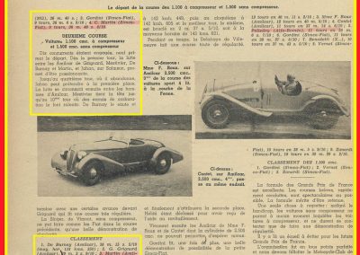 1936 20 09 les GP de France MCF, 1er GP, 4ème C.A. Martin-Fiat-Simca-Coppa d'Oro. 2ème GP Grignard Amilcar 2ème, C.A. Martin Amilcar MCO 3ème et Mestivier MCO 5ème. 4