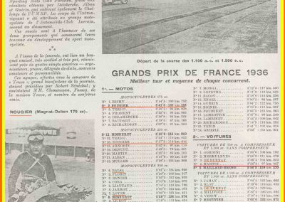 1936 20 09 les GP de France MCF, 1er GP, 4ème C.A. Martin-Fiat-Simca-Coppa d'Oro. 2ème GP Grignard Amilcar 2ème, C.A. Martin Amilcar MCO 3ème et Mestivier MCO 5ème. 6