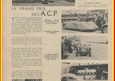 1936 28 06 GP ACF. C.A. Martin 23ème sur Simca-Fiat 998cc n°24, Coppa d'Oro devant Lord Howe et Camérano. 1er Wimille-Sommer Bugatti 57, 3300cc passant à plus de 230 km-h. 2