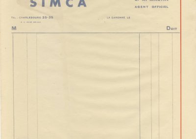 1936 Facture En-tête SIMCA 5 et 8.1