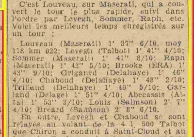 1946 07 10 Coupe du Salon au Bois de Boulogne. C.A. Martin Amilcar MCO 1500, n°96, 1er aux essais, 1'59''9-10. 2