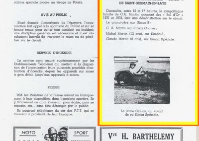 1947 14-15 09 le 19ème Bol d'Or, les Loges Claude Martin (votre serviteur) au volant du modèle réduit d'usine de l'Amilcar 1500cc. 1