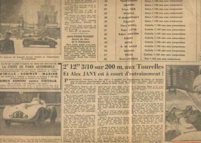 1947 28 07 Coupe de Paris, Porte Dauphine au Bois de Boulogne. Coupe de l'AGACI, Mestivier Amilcar MCO 1100, Ondet Monoplace et Jeff C.6. Coupe Cons. Municipal, 6 Simca et 8 Cisitalia engagées. 4
