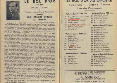 1952 07-09 06 le 24ème Bol d'Or à Montlhéry. C.A. Martin 1er Cat. Simca Aronde 2122 km., n°5. Le Jamtel Redex, accident sur Porsche. 2 (Copier)