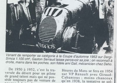 1953 27 02 Coupe d'Automne à Montlhéry. 1er Cat. Gaston Serraud (Dergi-Simca-Dého) Amilcar Monoplace. 1
