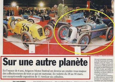 2008 28 03 Avignon Motor Festival. C. Bourge a réuni 11 Amilcar 6 cyl dont les 2 MCO 1100 et 1500cc des Records (207 et 211 kmh). 1